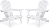 Wooden Folding Adirondack Chair Set of 2, Wood Lounge Patio Chair for Garden Outdoor - Photo 3