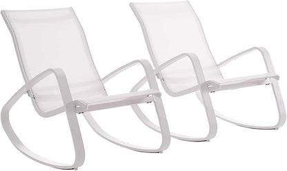 Modway EEI-3180-WHI-WHI-SET Traveler Rocking Lounge Chair Outdoor Patio Mesh Sling Set of 2, White