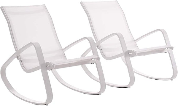 Modway EEI-3180-WHI-WHI-SET Traveler Rocking Lounge Chair Outdoor Patio Mesh Sling Set of 2, White - Photo 1