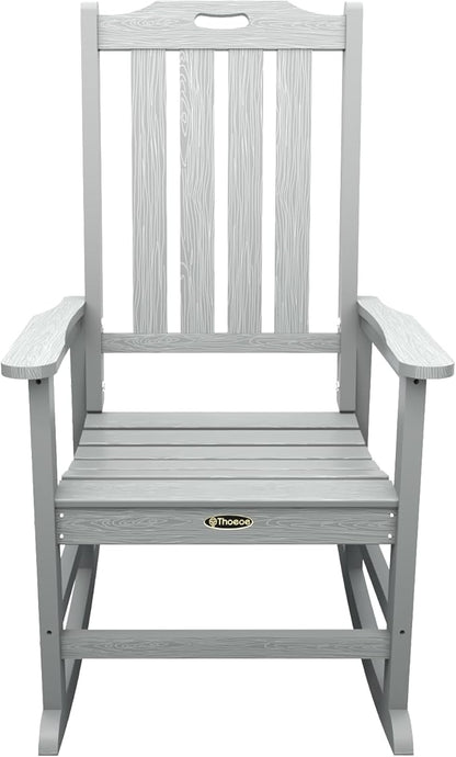 Oversized Rocking Chair Set of 2, Outdoor Rocking Chair for Adults, All Weather Resistant Porch Rocker for Lawn Garden, Grey