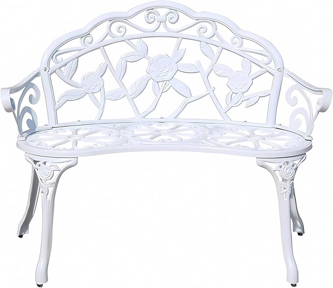Aluminum Outdoor Bench Garden, Metal Bench, Patio Furniture Seat, 2 Seater Garden Seat for Porch, Entryway