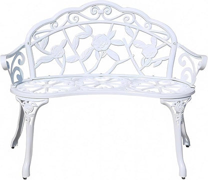 Aluminum Outdoor Bench Garden, Metal Bench, Patio Furniture Seat, 2 Seater Garden Seat for Porch, Entryway