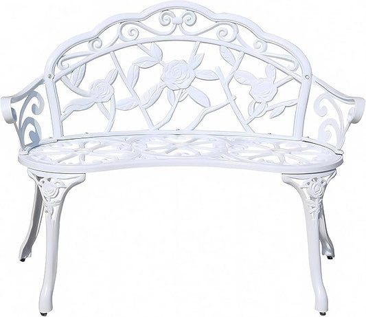 Aluminum Outdoor Bench Garden, Metal Bench, Patio Furniture Seat, 2 Seater Garden Seat for Porch, Entryway