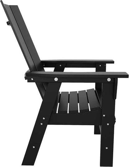 WestinTrends Ashore Outdoor Patio HDPE Plastic Modern Adirondack Dining Chair Black