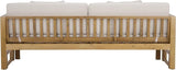 SAFAVIEH Outdoor Patio Furniture Collection - Napoli Oak Brown & Cream Solid Wood Bench Convertible Daybed with Cushions - Photo 5