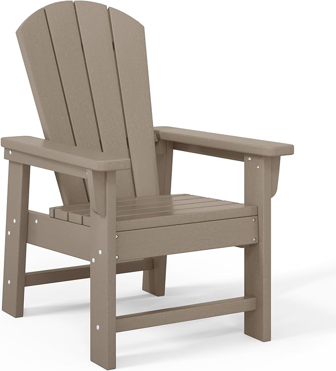 Costaelm Kids Lawn Chair, Toddler Outdoor Chair Kids Patio Furniture and Outdoor Children Picnic Activity Modern Adirondack Chairs for Garden, Patio, Backyard & Beach, Weathered Wood