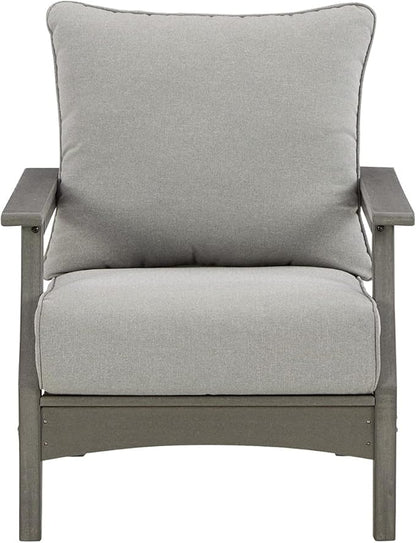 Signature Design by Ashley Outdoor Visola Lounge Chair, 2 Count, Foam Cushion, Nuvella Weather Resistant Fabric, HDPE Material, 30" W x 32.5" D x 37" H, Gray