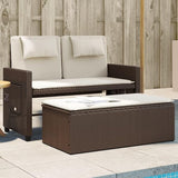 Garden Bench Deck Bench Reclining Patio Bench with Cushions Brown Poly Rattan - Photo 1