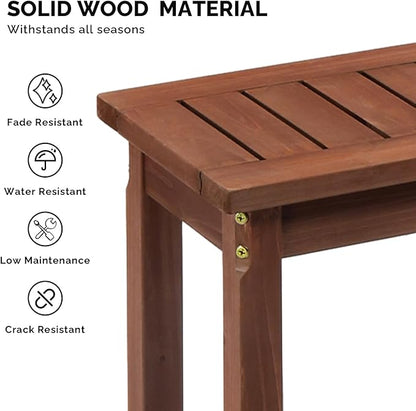 Outvita 2PCS Patio Wood Bench, 62" Long Loveseat with Stable Wood Frame, 2-Person Backless Bench w/Slatted Seat, Indoor Outdoor Dining Bench for Backyard, Poolside, Entryway, Porch