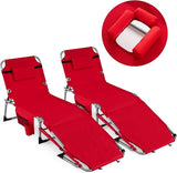 COSTWAY Tanning Chair with Face Hole, Folding Sun Bathing Lounge Chair with Armrest, Side Pocket & Protective Flap - Photo 1