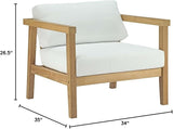 Modway Bayport Teak Wood Outdoor Patio Armchair in Natural White - Photo 3