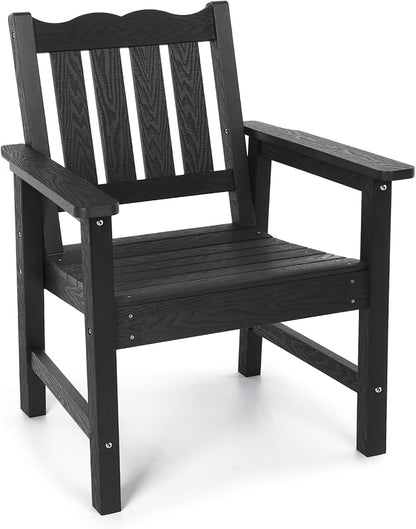 Stoog All-Weather Outdoor Chairs, Patio Dining Chair with Curved Backrest, 400 lbs Support Patio Chair, Black