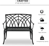Bonnlo 38" Outdoor Bench, Aluminum Garden Bench with Orchid Patten, Anti-Slip Entryway Bench 1-2 Person Seat for Patio - Photo 6