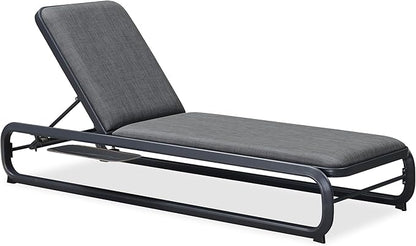 PURPLE LEAF Patio Chaise Lounges Outdoor with Cushion Aluminum Tanning Chair 4 Pieces Lounges Garden Adjustable Reclining Dark Grey