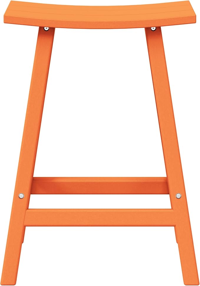 WestinTrends Malibu 24 Inch Outdoor Bar Stools, All Weather Resistant Poly Lumber Adirondack Counter Height Stools, Orange
