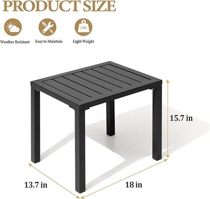 Crestlive Products Outdoor Side Table,Aluminum Rectangular Side/End Table, Small Patio Coffee Bistro Table for Outdoor Indoor (Black)