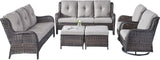 Rilyson Wicker Patio Furniture Set - 6 Piece Rattan Outdoor Sectional Conversation Sets with 2 Rocking Swivel Chairs - Photo 2