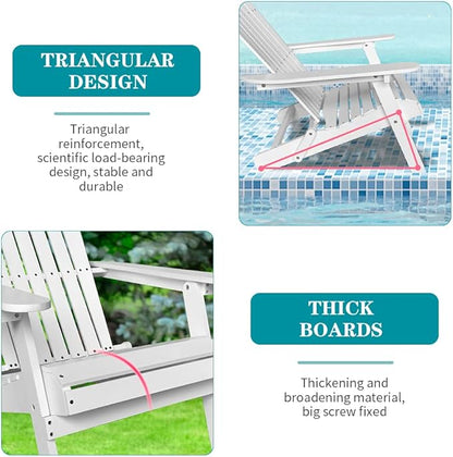 FDW Folding Adirondack Chair, All Weather Patio Chair Outdoor Fire Pit Chair for Patio Lawn Garden Backyard Deck Pool Beach