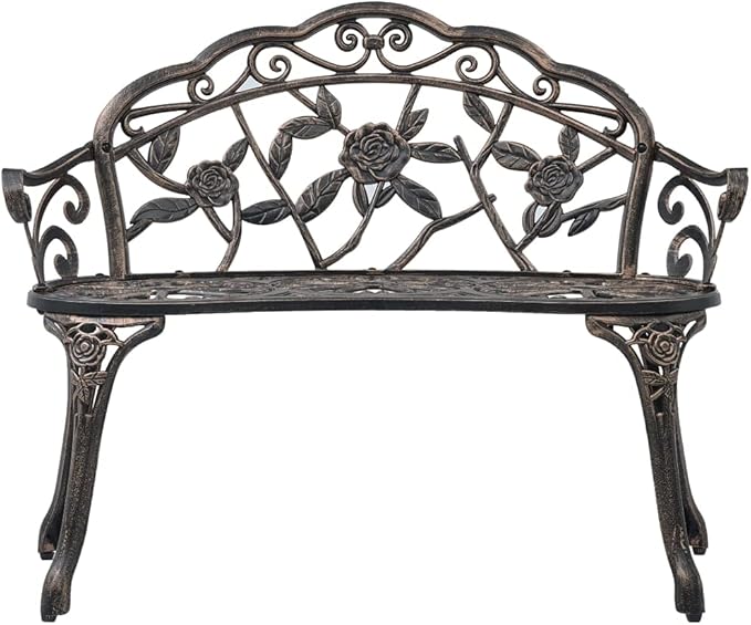 (Fast Delivery) Metal Garden Bench, Outdoor Furniture, Outdoor Seating, Seats up to 2 Persons, for Porch, Pool, Garden - Photo 2