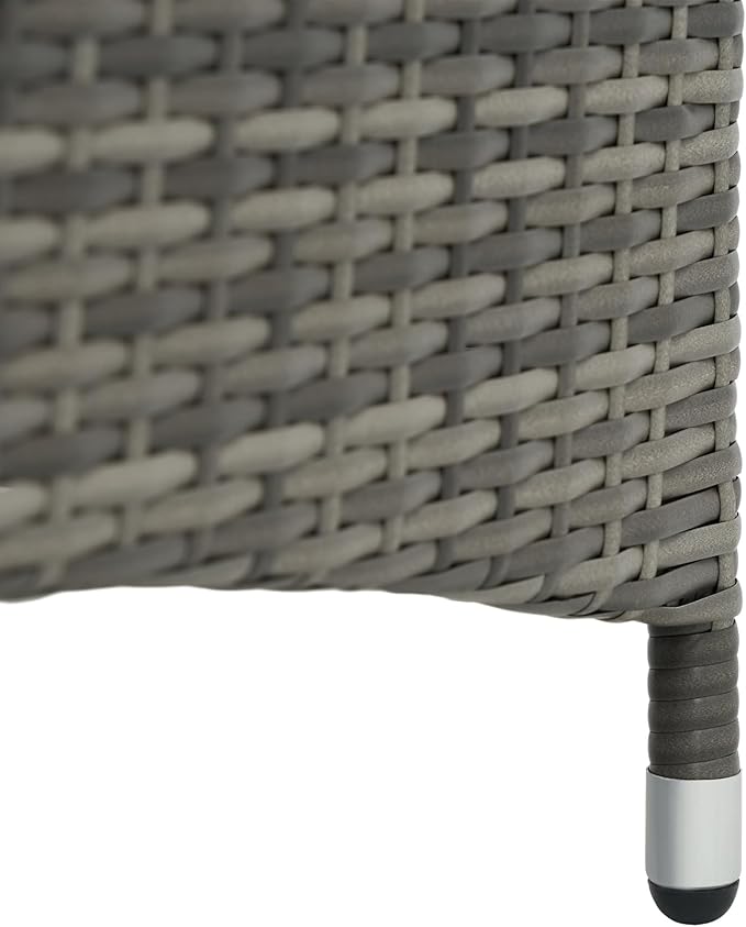 Outsunny Wicker Outdoor Chaise Lounge, 5-Level Adjustable Backrest PE Rattan Pool Lounge Chair with Wheels, Cushion & Headrest, Mixed Gray and Charcoal Black