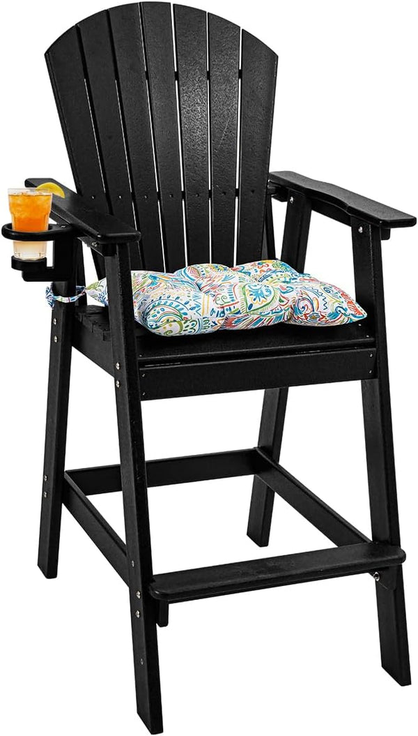 Sundale Outdoor Tall Adirondack Chairs, 30 Inch Seat Height Patio Adirondack Bar Stool, HDPE Pub Chair with Backrest - Photo 1