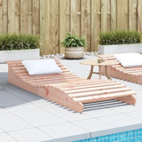 Sun Lounger Brown Solid Douglas Wood Full-Sized Foldable Outdoor Recliner Patio Sunbed for Yard Poolside - Photo 1