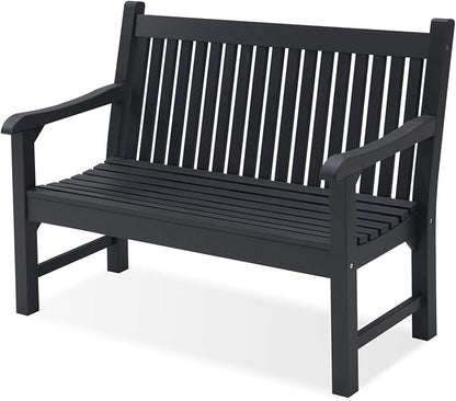 Psilvam Garden Bench, 2-Person Poly Lumber Patio Bench, All-Weather Outdoor Bench that Never Rot, Memorial Bench, Suit for Garden, Porch and Park (Black)