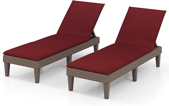 HAPPYGRILL Outdoor Chaise Lounge Chair Rattan Recliner Lounger with Removable Cushion & 3-Level Adjustable Backrest - Photo 1