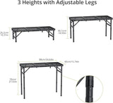 Anbte Folding Grill Table, 3ft Tri-Fold Aluminum Folding Table Adjustable Height Max 27.5" Grill Table with Mesh Desktop - Photo 3