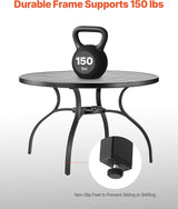 VEVOR Outdoor Patio Dining Table, 47 inch Round Metal Steel Slat Backyard Bistro Tables, with 1.5 in Umbrella Hole - Photo 6