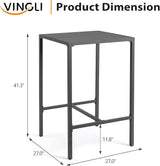 VINGLI 27 Inch Outdoor Bar Table, All-Weather Aluminum Patio Balcony Pub Table for Pool, Blacony, Yard (Gray) - Photo 3