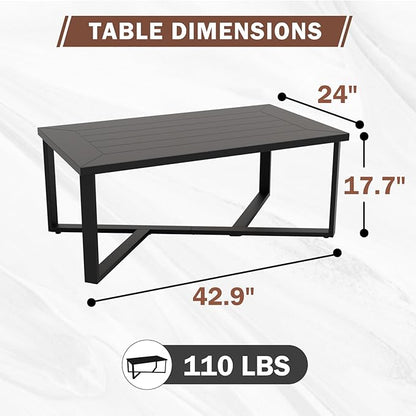 EAGLE PEAK Urban Slate Modern Outdoor Coffee Table, Weather-Resistant Steel Accent Patio Table for Backyard, Garden, Deck, Porch, or Balcony, Black