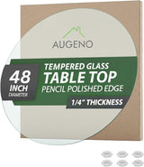 48 inch Round 1/4" Thick Pencil Polished Edge Glass Table Top with 6 Bumpers - Tempered - Photo 1