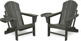 FOOWIN Folding Adirondack Chair Set of 2, HDPE Adirondack Chairs with Cup Holder - Photo 1