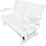 Fortune Candy Patio Glider with Cup Holders, High Roll Back and Deep Contoured Seat,Heavy Duty 800 Lb (White, 2-Seater) - Photo 6