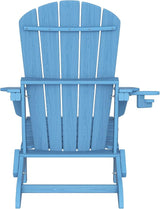 Plawdlik Folding Adirondack Chair Set of 4 with Cup Holder, SGS Tested, HDPE Heavy All-Weather, Wooden Textured - Photo 6