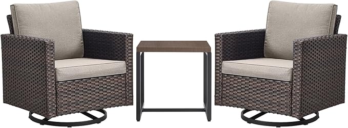 Rilyson Outdoor Patio Swivel Rocker Chairs - 3 Piece Wicker Patio Furniture Bistro Swivel Rocking Chairs Set with - Photo 7