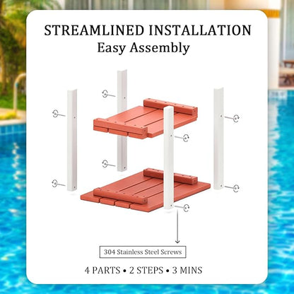 OTSUN Adirondack Outdoor Side Table, 16" HDPE Patio Side Table with Shelf, Weather Resistant Easy Maintenance for Backyard Pool Porch Garden & Lawn