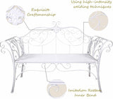 SYUFRE Outdoor Garden Bench Patio Furniture Chair Park Bench with Flower Pattern Backrest, Slatted Seat - Photo 6