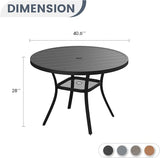 VICLLAX 40.6" Round Metal Outdoor Dining Table for 4, Patio Table with Umbrella Hole and Storage Shelf for Garden, Lawn - Photo 3