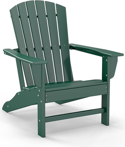 GREENVINES Adirondack Chair | HDPE Plastic | Oversized Fire Pit Chairs | All Weather | Forest | Poly Lumber | for Outdoor Deck Backyard Patio Garden