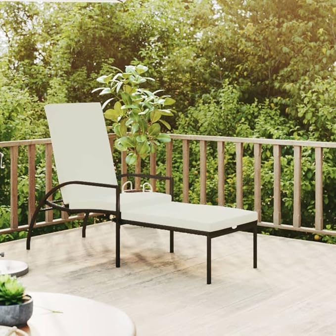 Sun Lounger Brown PE Rattan, Galvanized Steel Frame, Adjustable Footrest, Outdoor Chaise Lounge Chair for Patio, Garden - Photo 1