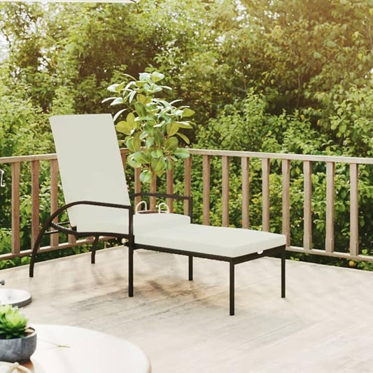 Sun Lounger Brown PE Rattan, Galvanized Steel Frame, Adjustable Footrest, Outdoor Chaise Lounge Chair for Patio, Garden, Beach Lounge Chairs