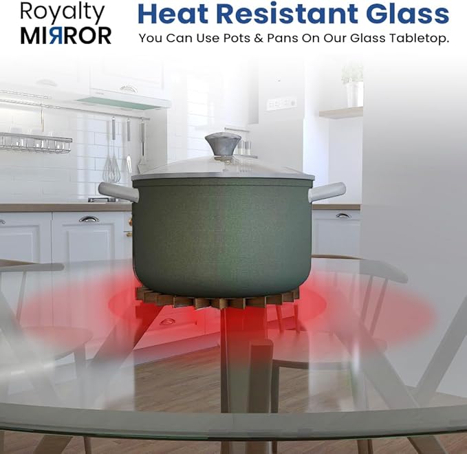 Royalty 54" Inch Round Tempered Glass Table Top – Clear Table Top Glass – Useful for Replacement, Tabletop Protector - Photo 8