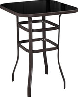 Yaheetech Patio Bar Table Tempered Glass, Height High Top Outdoor Pub Height Bistro Square Table for Paito Lawn Garden - Photo 1