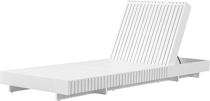 Christopher Knight Home Habery Acacia Wood Chaise Lounge Chair Outdoor, Solid Wood Patio Chaise Lounge, Poolside Sun Lounger, Adjustable Backrest Sunbathing Chair for Patio Garden, White