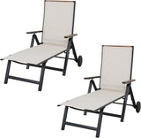 Grand patio Outdoor Chaise Lounge Chair Set of 2 with 6-Position Adjustable Sling Backrest - Photo 1