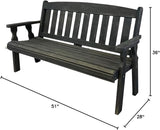 Amish Casual Outdoor Heavy Duty 800 LB Mission Pressure Treated Garden Bench(4 Foot, Semi-Solid Black Stain) - Photo 2