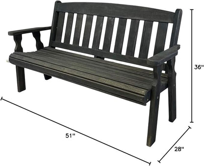 Amish Casual Outdoor Heavy Duty 800 LB Mission Pressure Treated Garden Bench(4 Foot, Semi-Solid Black Stain)
