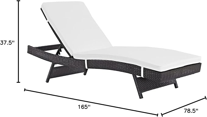 Modway Convene Wicker Rattan Outdoor Patio Chaise Lounge Chairs in Espresso White - Set of 6